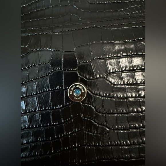 Saint Laurent Croc Embossed Leather Crossbody Bag New - Picture 13 of 16